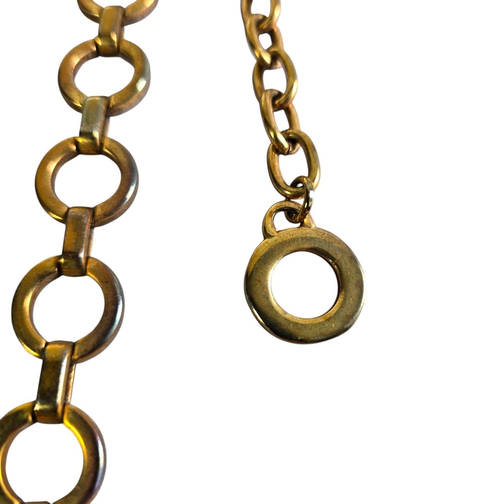 Vintage Gold Tone Open Circle Link Chain‎ Belt Adjustable Hook Closure 29 Inch - Picture 3 of 8